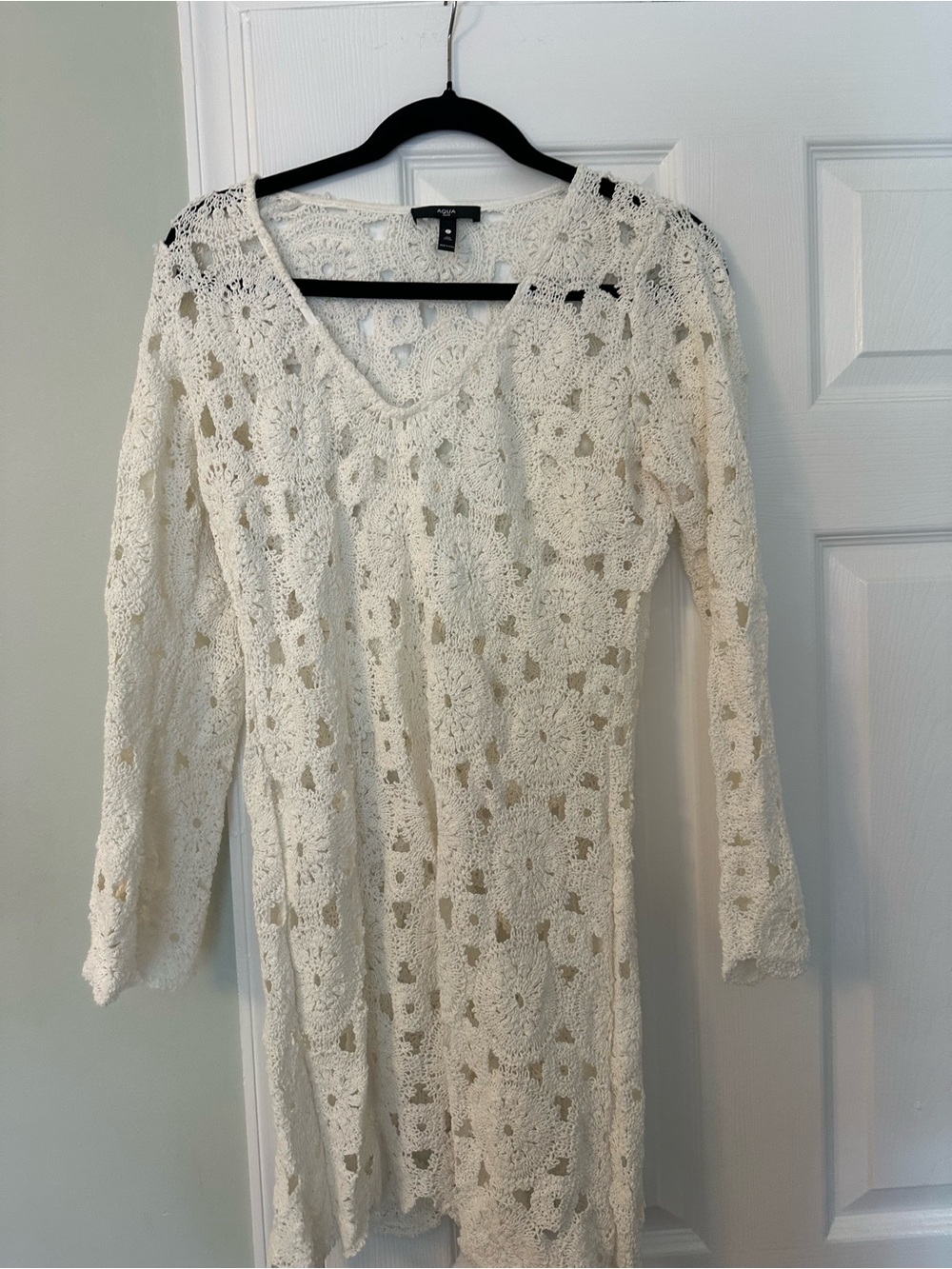 Aqua White Crochet Cover Up - Picture 3 of 4